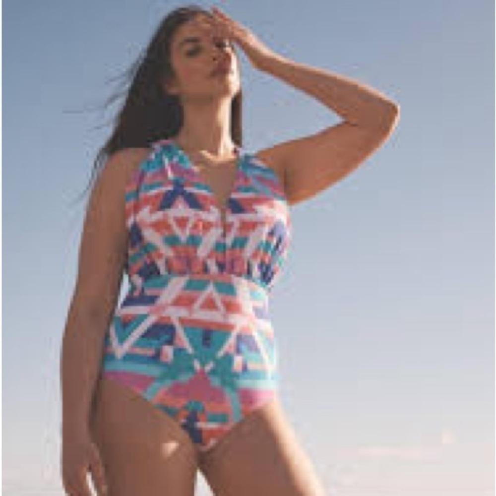 NWOT MODCLOTH SZ LG GEOMETRIC BATHING SUIT ONE PIECE